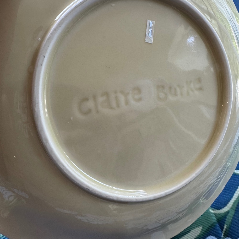Claire Burke Ceramic Fruit Embossed Serving Bowl Cream Scalloped 10.5 Inch - Picture 3 of 6